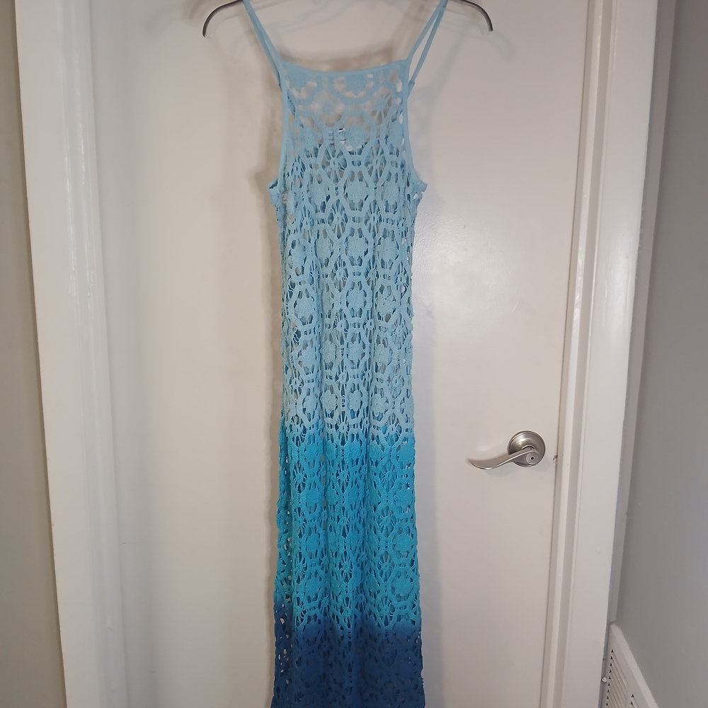New! Altar'd State Blue Ombre Crochet Dress & Swim Cover Up S/M NWOT - Picture 3 of 9